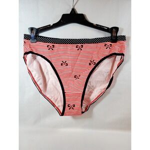 Victoria's Secret High Leg Brief Panties Striped Bow Print ● Medium ● NWT